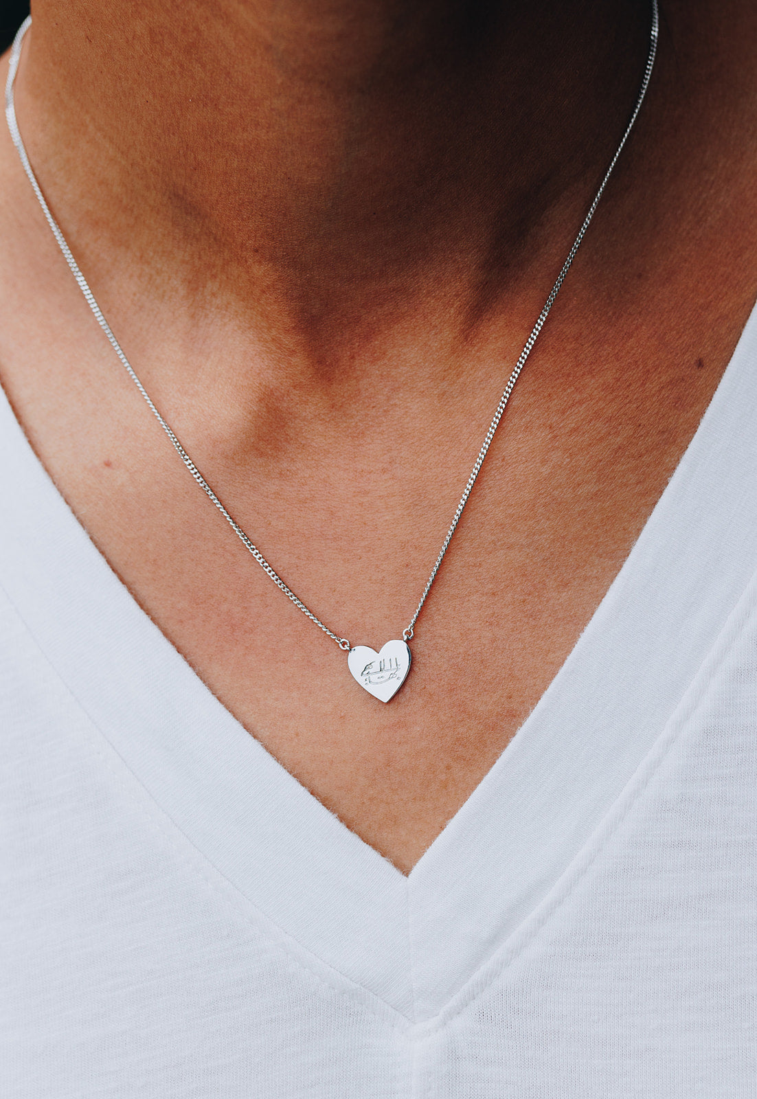 silver heart Bahai necklace with greatest name in Arabic