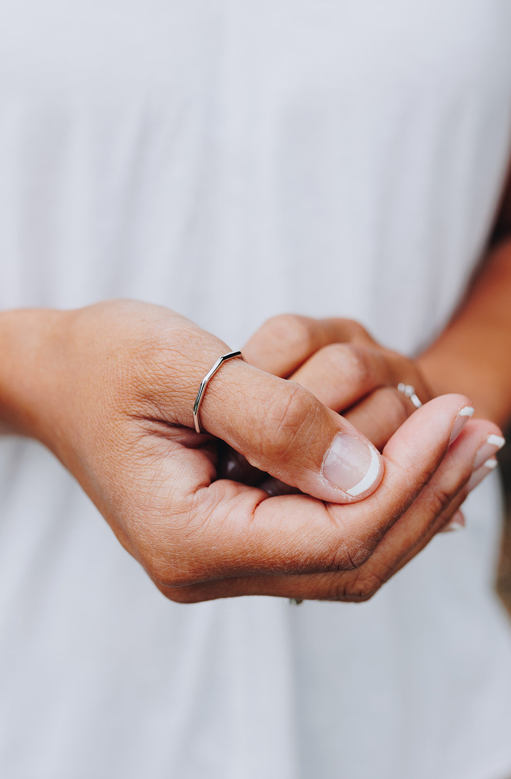 silver nonagon nine sided geometric bahai inspired thumb ring