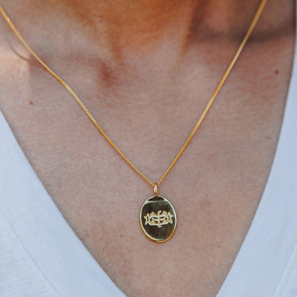 oval bahai symbol greatest name arabic gold pendant