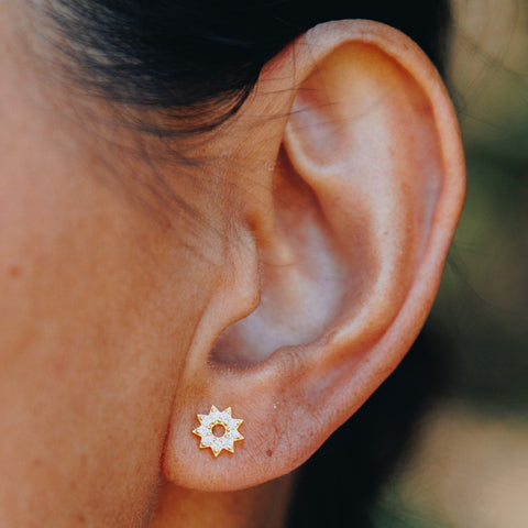 Tiny Sun Stud Earrings