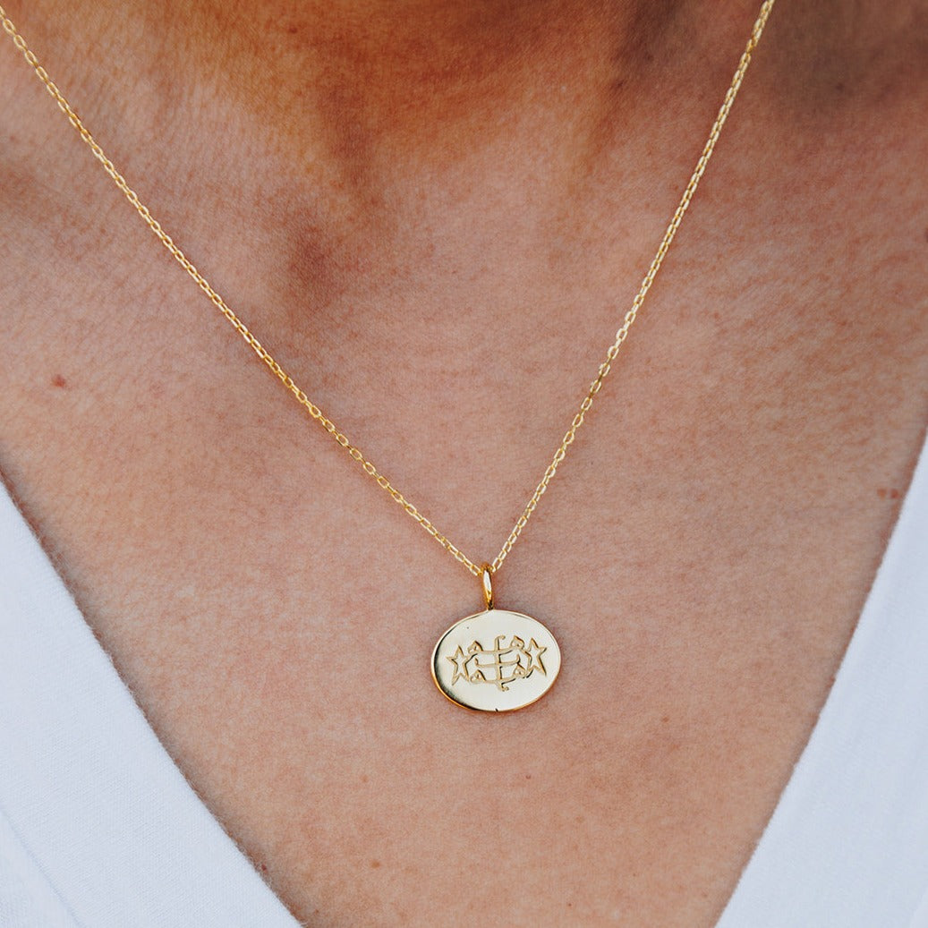 gold bahai ringstone symbol oval pendant