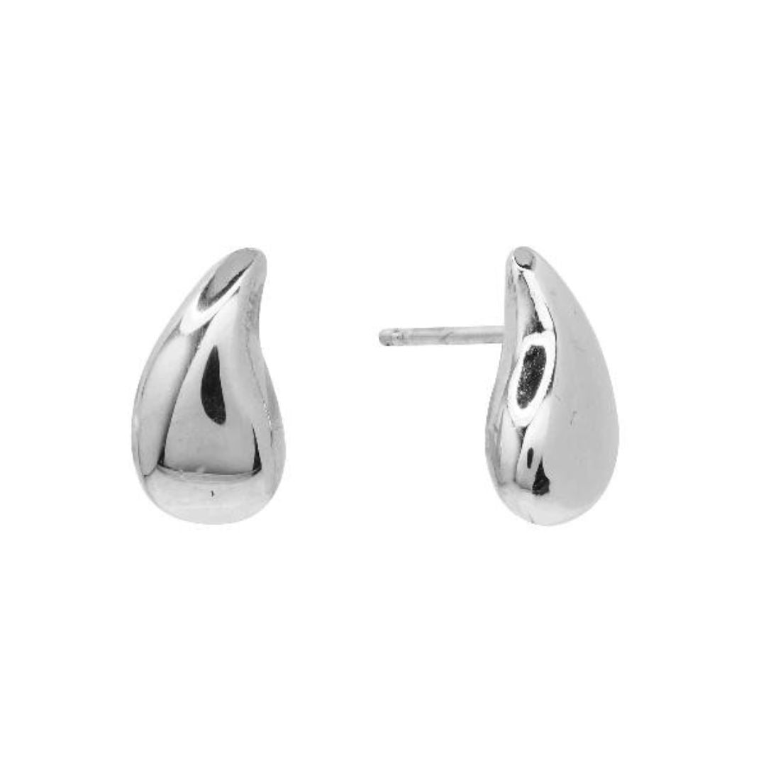 modern silver water drops of one ocean stud earrings
