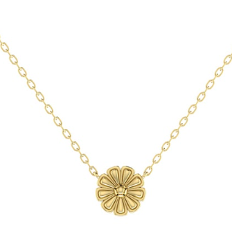 Nine petal Bahai flower gold necklace