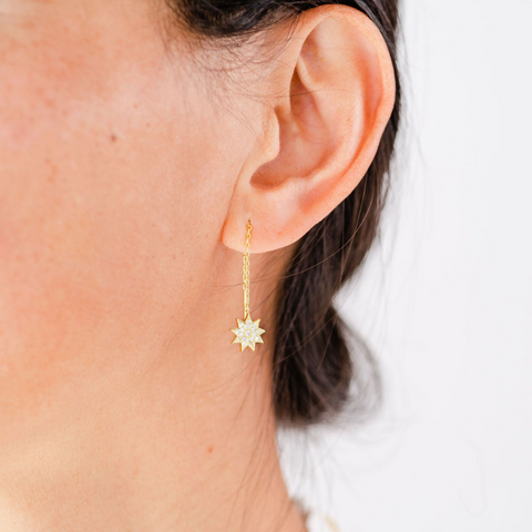 Nine Pointed Star Threader  Earrings