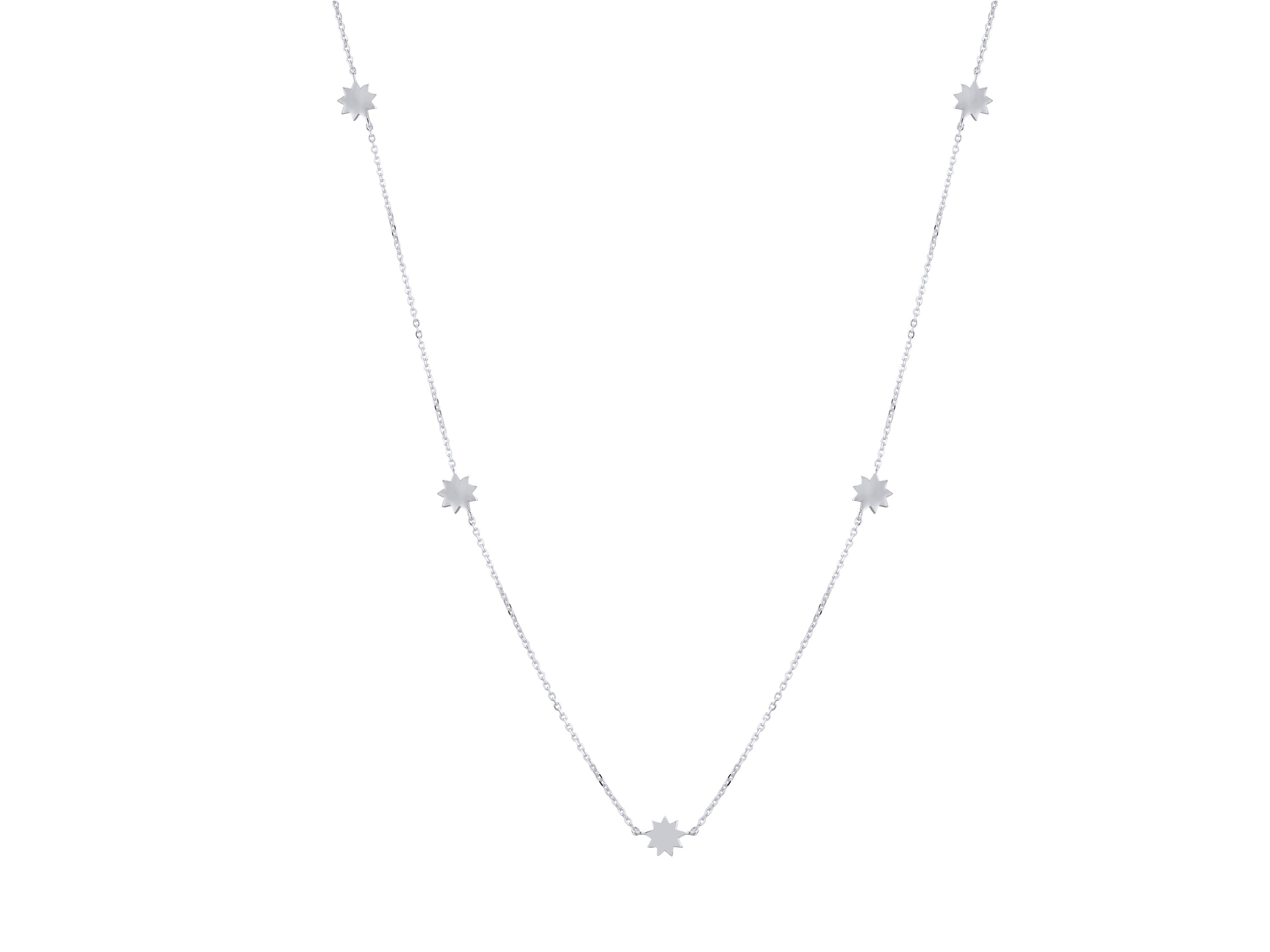 dainty silver bahai nine pointed star satellite necklace