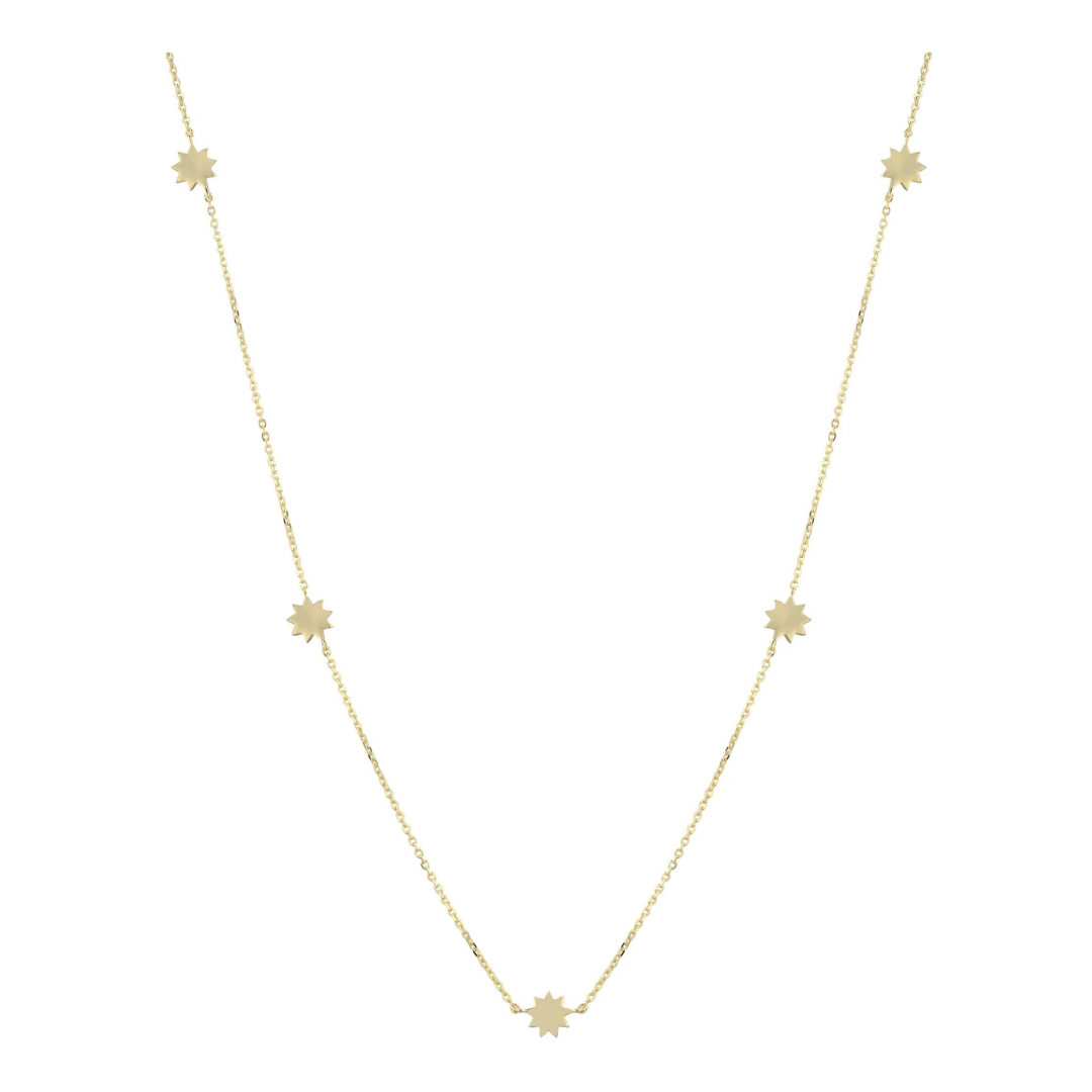 dainty gold bahai nine pointed star satellite necklace