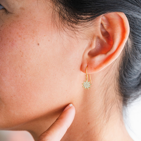 Nine Pointed Star Dangle Earrings