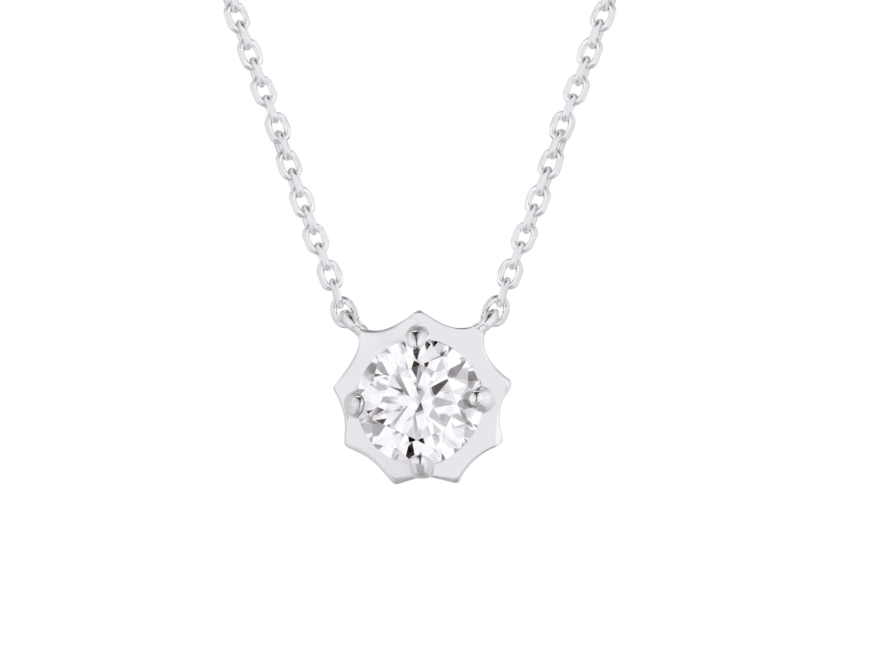 silver nine sided Bahai star solitaire diamond necklace